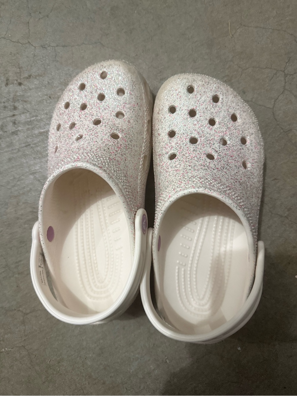 CROCS Kids White Glitter Clogs